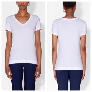 NEW Adam Lippes 100% Pima Cotton V-Neck T-shirt in White size 4X/20